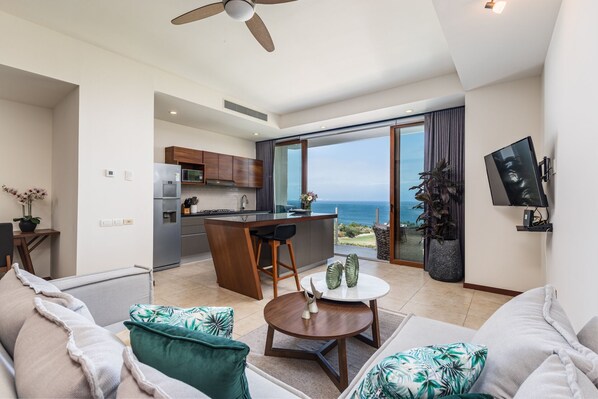 Open plan living, kitchen and dining all with spectacular ocean view!