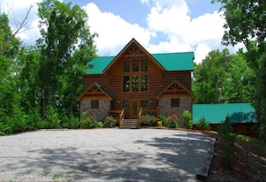 Large parking area in front of the cabin