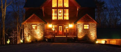 Cajun Castle beautifully lit up at night!