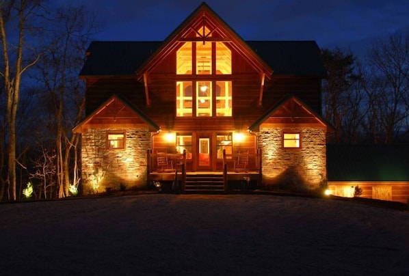 Cajun Castle beautifully lit up at night!