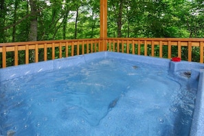 relaxing hot tub on the lower deck