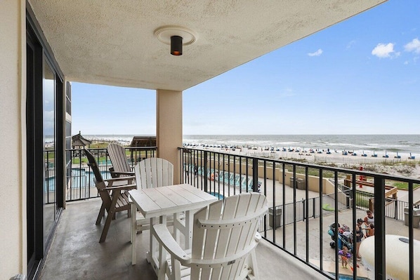 Best of both worlds...awesome view of the pool and kiddie pool and of the beach and the Gulf of Mexico!