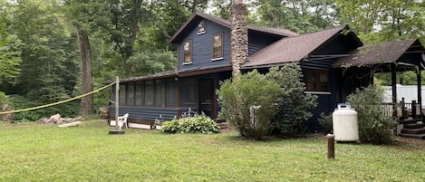 Side yard with volleyball net