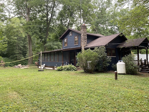 Side yard with volleyball net