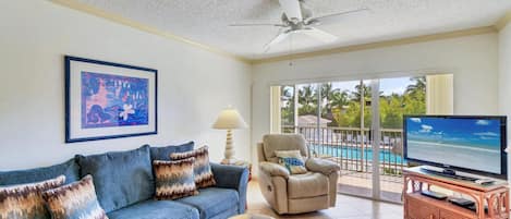 Living Room with large flat screen TV. Recent new furniture.