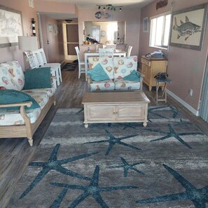 New floor covering in the living and dining area.
