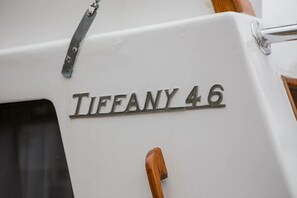 This Tiffany 46 Ft has a beautiful old mahoghany interior