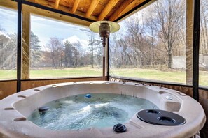 Hot tub under covered deck