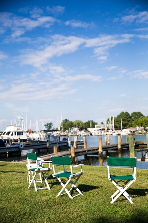 By the water