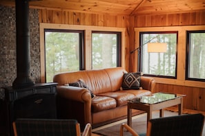 living room with great views of the lake