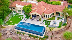 Birds eye view of the backyard facing incredible valley views