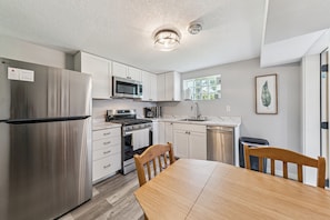 The kitchen is well-stocked for all your cooking needs.