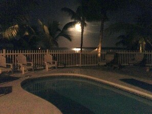 Moon rise over the open ocean, beach and pool, thanks Catherine!
