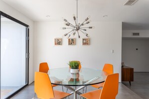 Collage art throughout the house is for sale and a portion of the proceeds will fund local art programs in Phoenix.