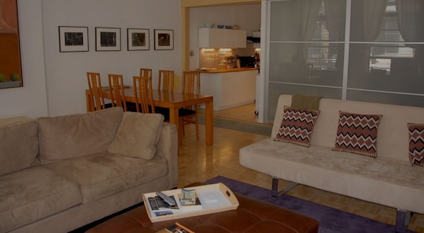 seating, view toward kitchen