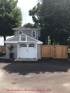 Lots of parking on the private asphalt driveway