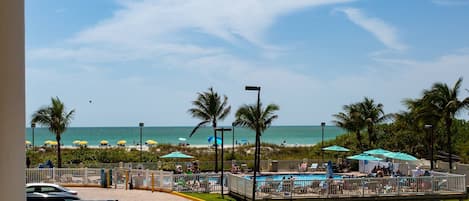 Private Northwest Facing Balcony Overlooking The Main Pool Area.  Great Location For Evening Sunset Views Over The Gulf Of Mexico!