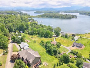 Aerial view of surrounding area and the lake area