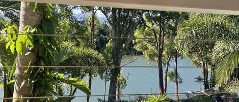 Beautiful large back deck over looking the pool and river...