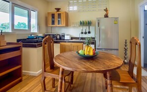 Enjoy fine dining both indoors and outdoors at the Apartment