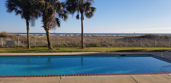 outdoor pool area