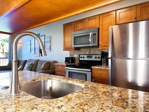 Granite counter tops and all the stainless steel appliances you will need.