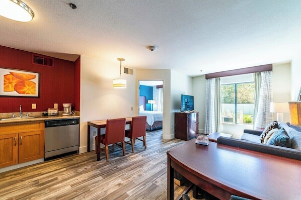 This is the living room, interior corridor true 1bd, most units have carpet. This is a no pets unit.
