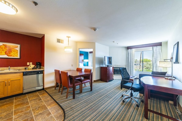 Check out this 2bd floorplan, other bedroom room is opposite the desk wall. So comfortable for a family and can sleep 6.