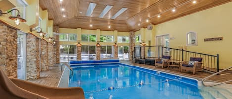 Indoor Heated Salt Water Pool (with Kids Slide and Jumping Board) and Spa