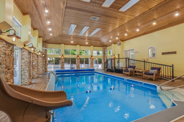Indoor Heated Salt Water Pool (with Kids Slide and Jumping Board) and Spa