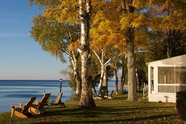 An autumn afternoon on the back lawn of the Jolli-Lodge