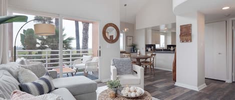 Living room with high ceilings