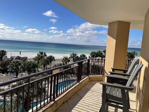 Wrap around balcony with gorgeous views of the pool and beach!
