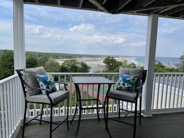 Private deck with stunning panoramic views of main beach and the coastline