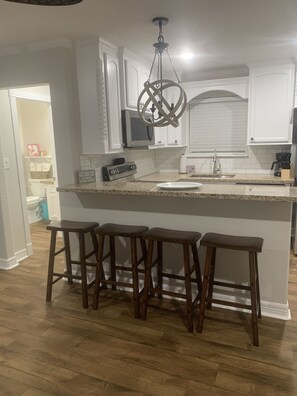 Fully stocked kitchen. 