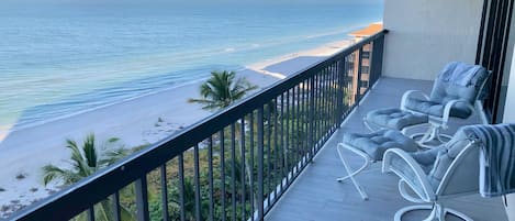 186 sq. ft balcony with unobstructed view of the Gulf of Mexico. 