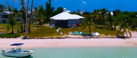 Drone view. And yes, you can boat in and beach at high tide before docking!