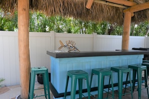 Tiki bar with ceiling fan