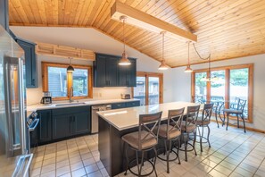 Large kitchen with lots of prep space.