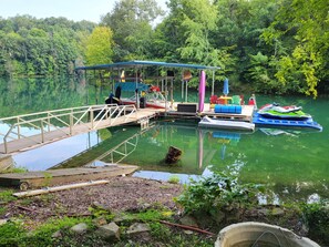 No stairs to the dock.  Floating mat, Standup Paddleboard, Kayak for guests.