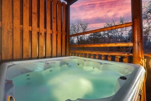 Enjoy privacy in our 8 person hot tub.