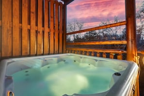 Enjoy privacy in our 8 person hot tub.