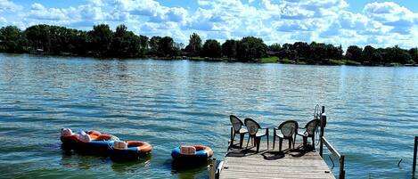 This dock and tubes are perfect for lazy days at Lake Shetek. 