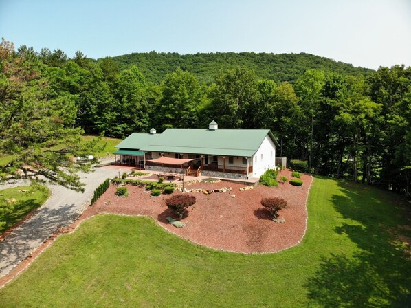 Aerial front yard view