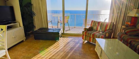 Living Room with Oceanfront Balcony!