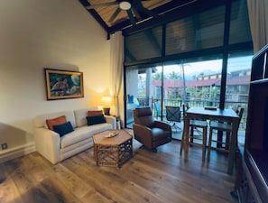 Living room with sleeper sofa bed.