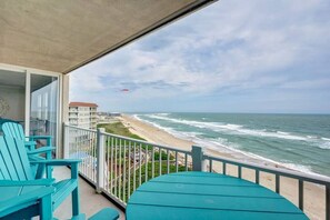 Gorgeous oceanfront balcony accessible from living room and master bedroom