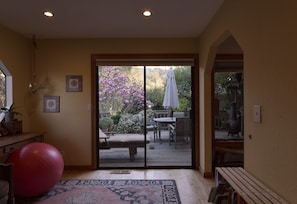 sitting/play room access to front deck