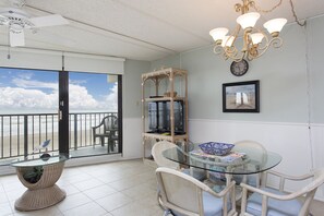 Enjoy a meal at the Dining Table with a water front view!