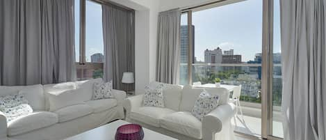 Stylish Master Living Room and Balcony